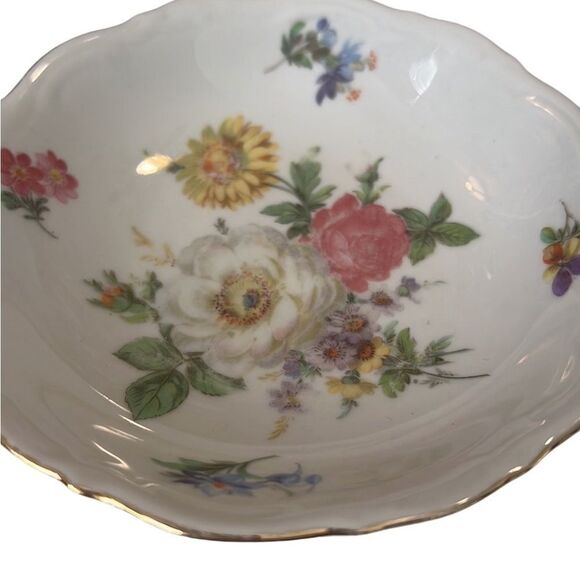 Mitterteich Bavaria Meissen Floral Germany 5” Fruit/Dessert Bowls (2) Vintage - Picture 3 of 7